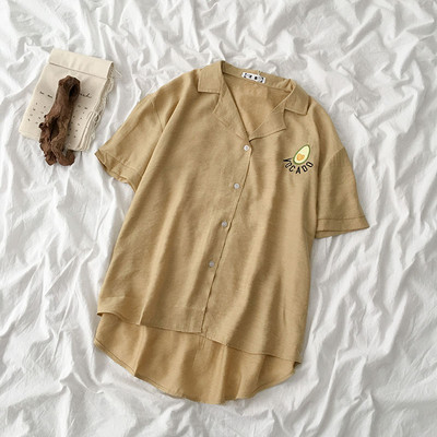 Ежедневна дамска риза с бродерия и къс ръкав