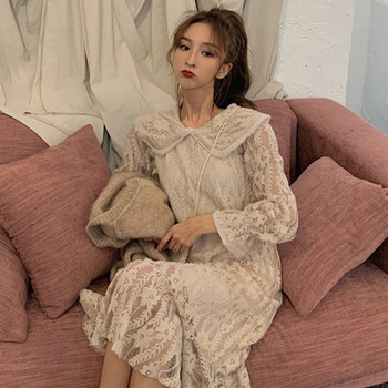 Rochie retro dama din dantela cu maneci lungi