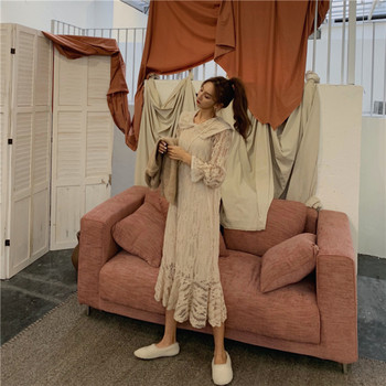 Rochie retro dama din dantela cu maneci lungi