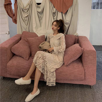 Rochie retro dama din dantela cu maneci lungi