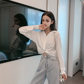 Cămașă scurtă casual de damă, cu guler clasic și mâneci lungi