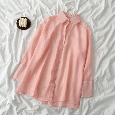 Női ing széles modell klasszikus gallérral és hosszú ujjal