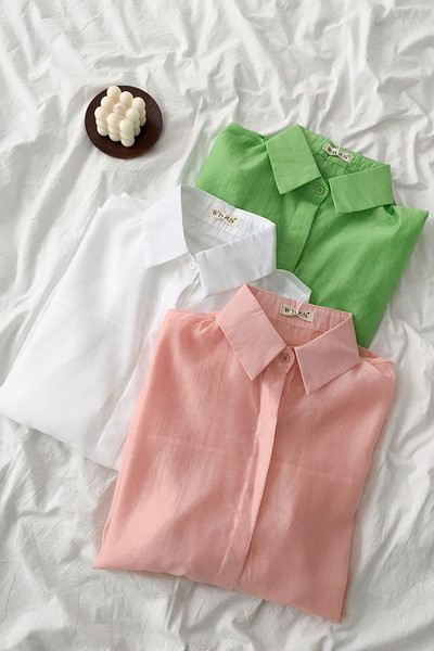 Női ing széles modell klasszikus gallérral és hosszú ujjal