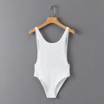 Изрязано дамско боди с широки презрамки и гол гръб