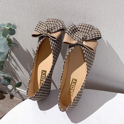 Karirane ženske casual cipele s ravnim potplatom i trakom