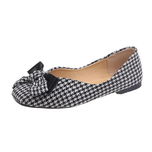 Karirane ženske casual cipele s ravnim potplatom i trakom