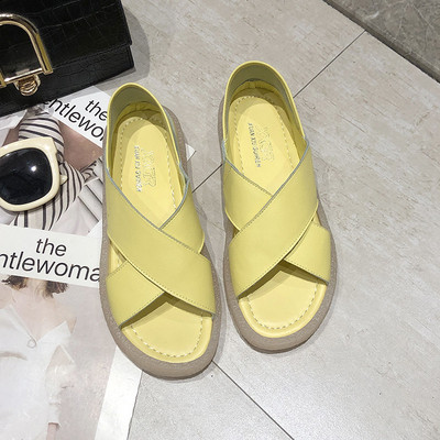 Sandale casual dama din piele cu talpa plata