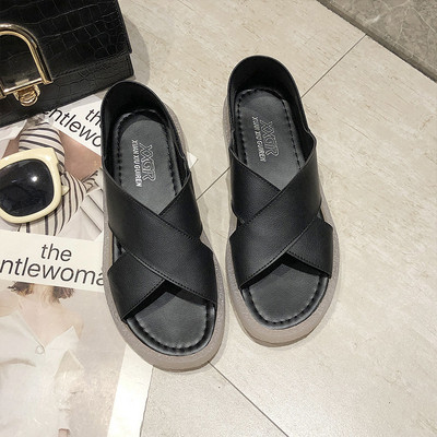 Sandale casual dama din piele cu talpa plata