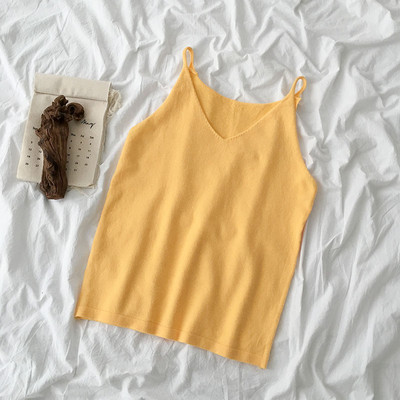 Maieu casual de damă, cu bretele subțiri și decolteu spitz