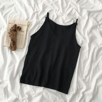 Maieu casual de damă, cu bretele subțiri și decolteu spitz