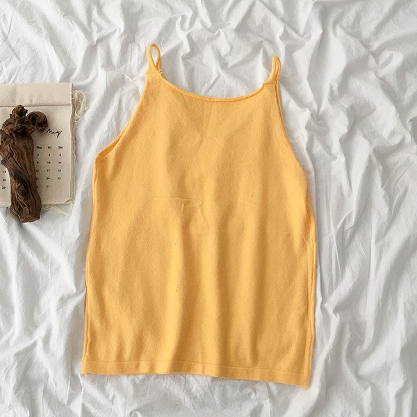 Maieu casual de damă, cu bretele subțiri și decolteu spitz