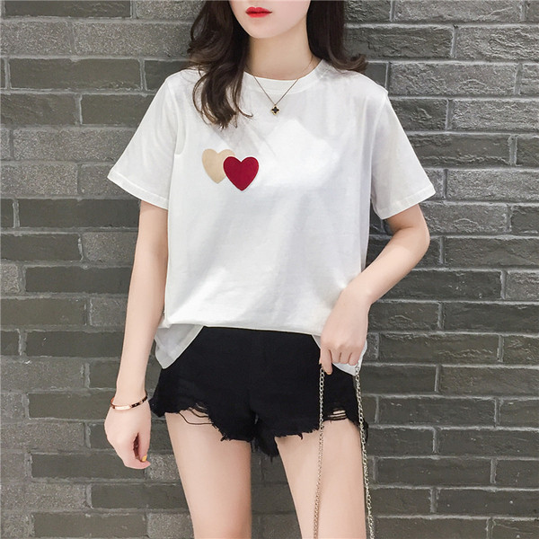 Tricou de damă actual cu decolteu oval, aplicat și mâneci scurte