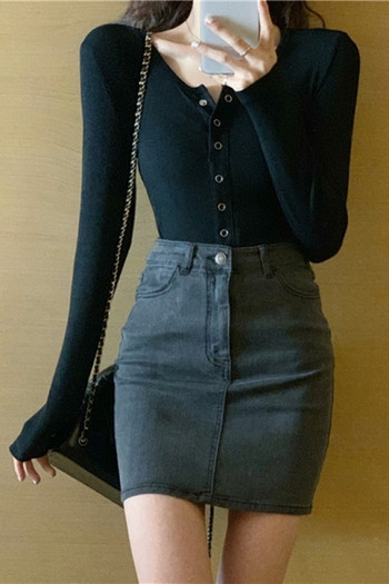 Fusta neagra de dama cu talie inalta