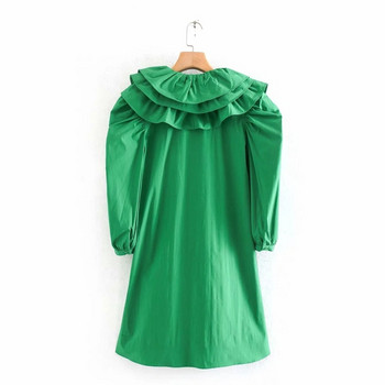 Rochie de dama modern model nou cu decolteu in V in culoarea verde