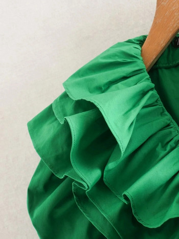 Rochie de dama modern model nou cu decolteu in V in culoarea verde