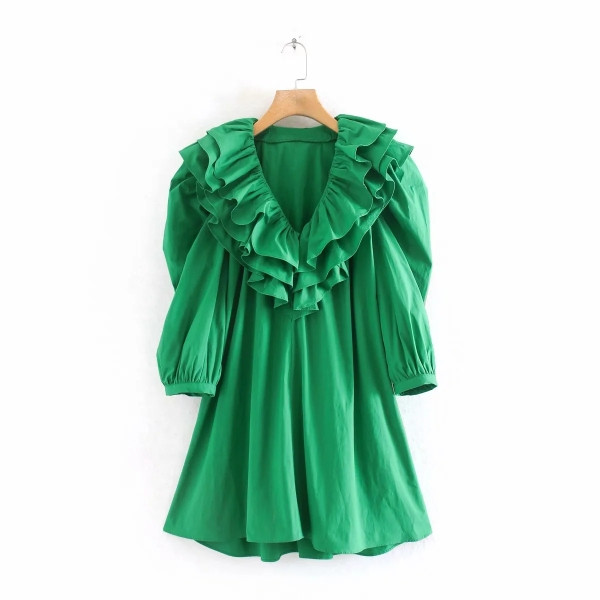 Rochie de dama modern model nou cu decolteu in V in culoarea verde