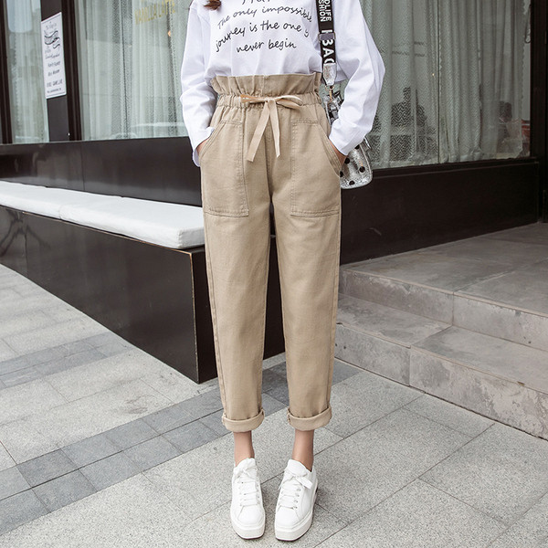 Blugi lungi casual de dama cu talie elastica - model drept