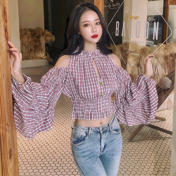 Cămașă de primăvară de damă cu umerii goi