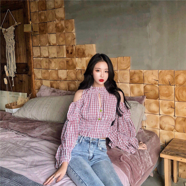 Cămașă de primăvară de damă cu umerii goi