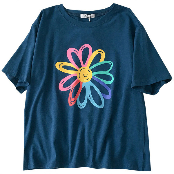 Tricou dama cu aplicatie colorata si decolteu oval