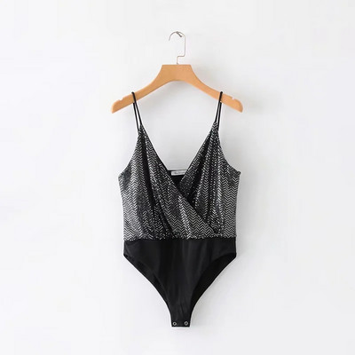 Model nou de corp de dama modern cu bretele subtiri si efect stralucitor