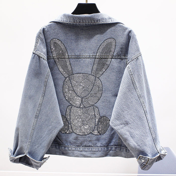 ÚJ modell női farmerdzseki rátéttel és kövekkel