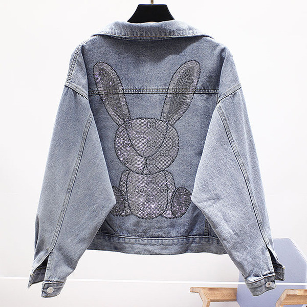 ÚJ modell női farmerdzseki rátéttel és kövekkel