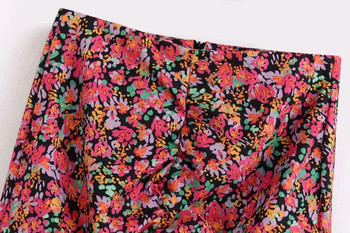 Пролетна дамска пола с флорален десен и висока талия