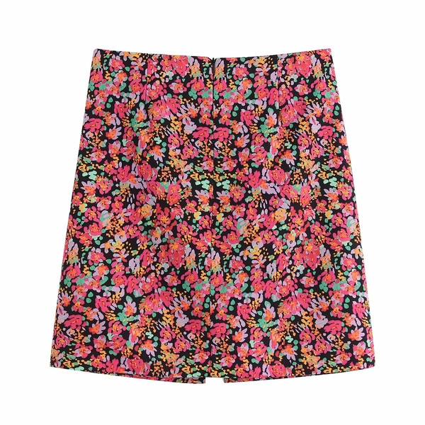 Пролетна дамска пола с флорален десен и висока талия