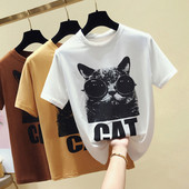 Tricou de dama modern cu aplicatie si decolteu rotund