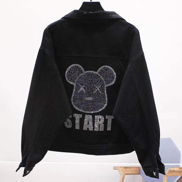 Novi model ženske teksas jakne široki model sa aplikacijom i kamenčićima