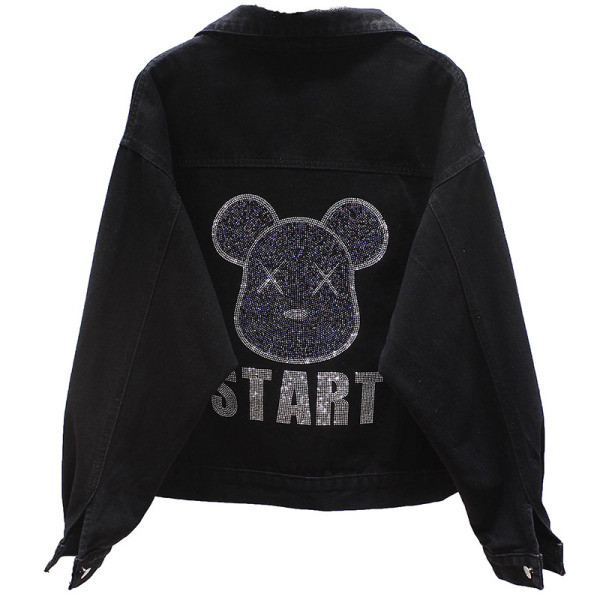 Novi model ženske teksas jakne široki model sa aplikacijom i kamenčićima