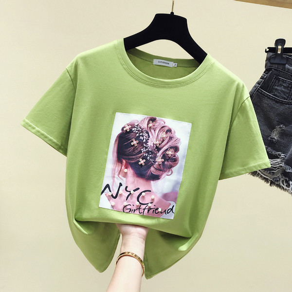 Модерна дамска блуза с апликация и перли 