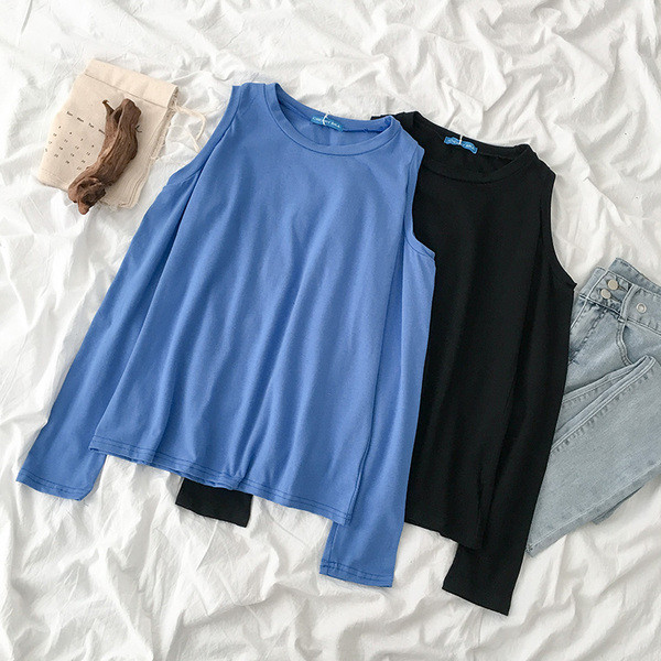 Lezser női blúz csupasz váll és kerek nyakkivágással