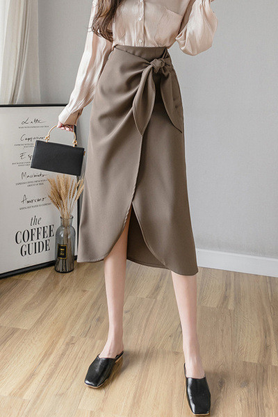 Fusta de dama eleganta model asimetric cu cravate