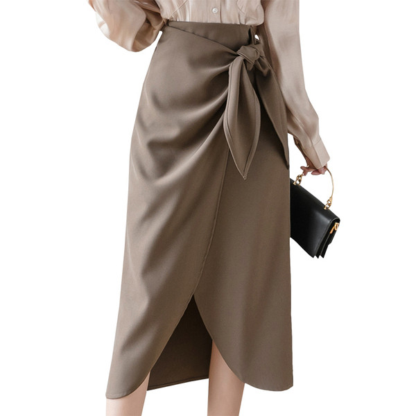 Fusta de dama eleganta model asimetric cu cravate