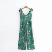 Ikdienas sieviešu kombinezons plats modelis ar lencēm un krāsainu rakstu