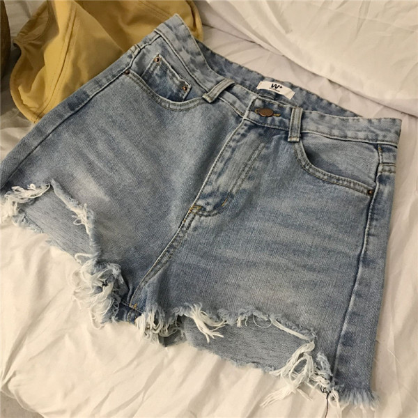 Blugi de dama cu talie inalta si motive rupte