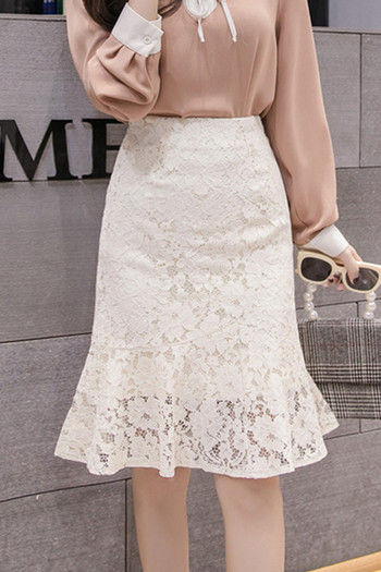 Sieviešu ikdienas mežģīņu svārki ar augstu vidukli - piegriezuma modelis