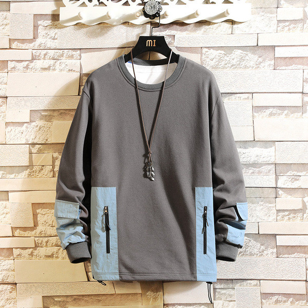 Bluză casual pentru bărbați, cu mâneci lungi și fermoare