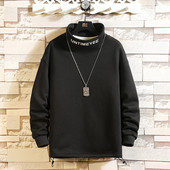 Bluză casual bărbătească cu mâneci lungi și guler înalt