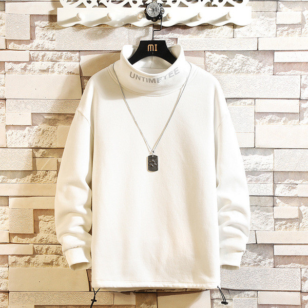 Bluză casual bărbătească cu mâneci lungi și guler înalt