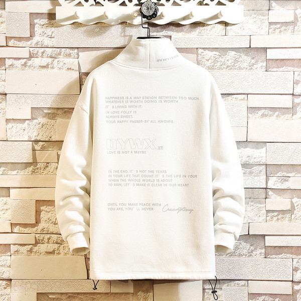 Bluză casual bărbătească cu mâneci lungi și guler înalt