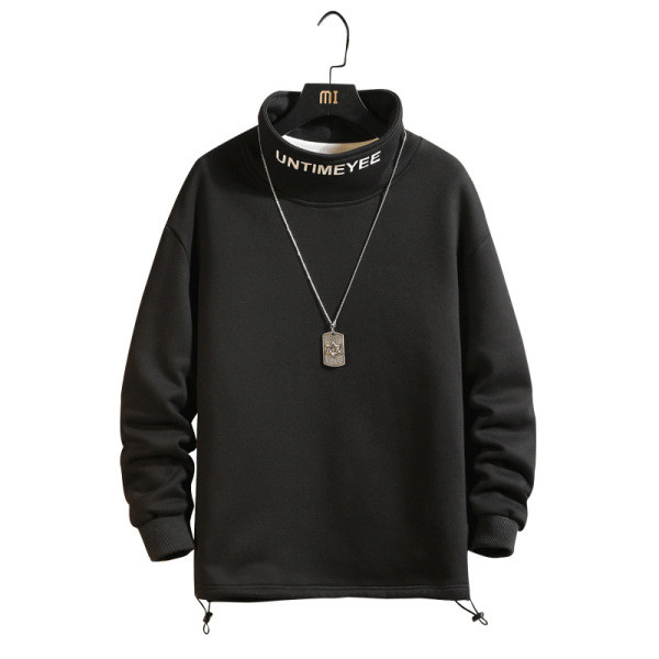 Bluză casual bărbătească cu mâneci lungi și guler înalt