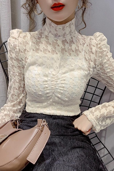 Női alkalmi csipkeblúz pólógallérral