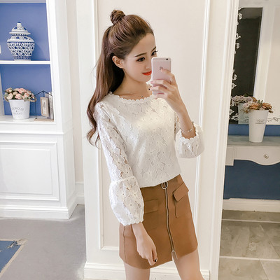 Novi model čipkane ženske bluze sa ovalnim izrezom i dugim rukavima