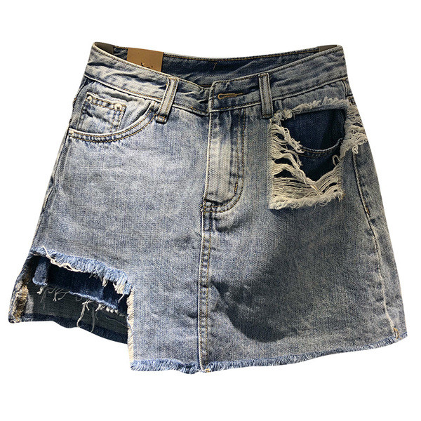 Traper ženska suknja asimetričnog modela sa poderanim motivima