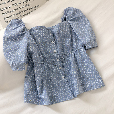 Флорална дамска блуза с копчета