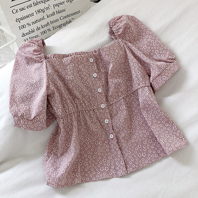 Флорална дамска блуза с копчета