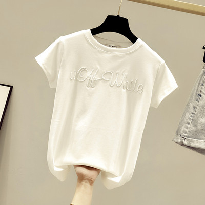 Alkalmi női póló rövid ujjal, felirattal